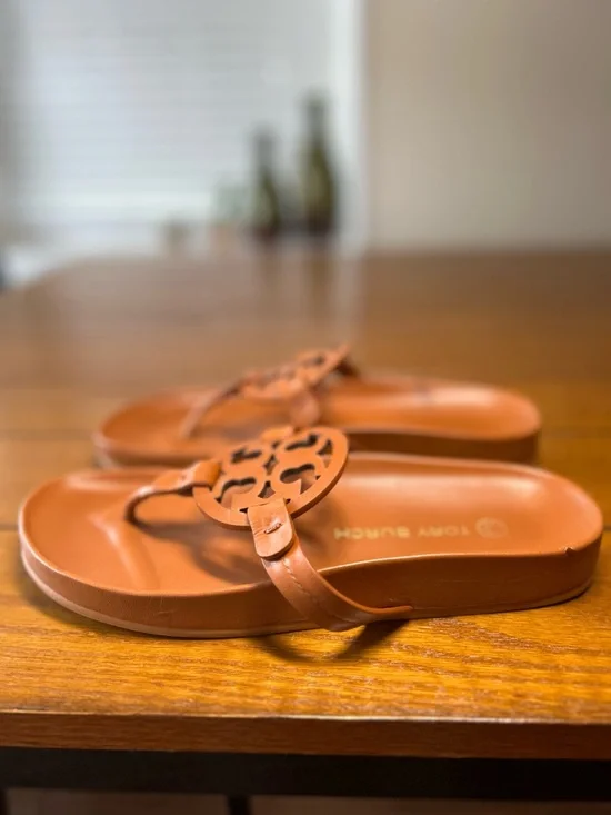 Tory Burch Miller Cloud Sandals, color Aged Camello, Napa Leather, Size 8.5 - Picture 2 of 9